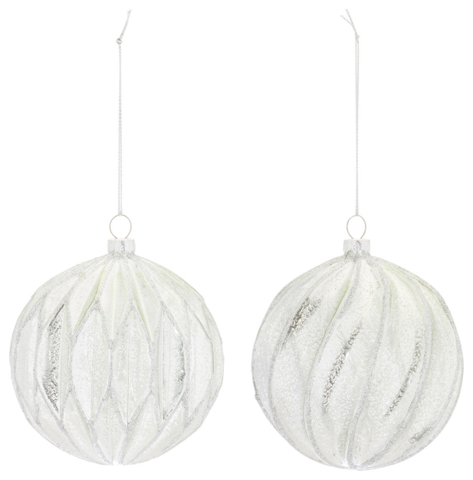 Ribbed Mercury Glass Ball Ornament, Set of 6