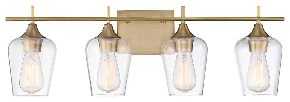 Octave Bathroom Vanity Light, Warm Brass, 4-Light