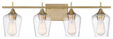 Octave Bathroom Vanity Light, Warm Brass, 4-Light