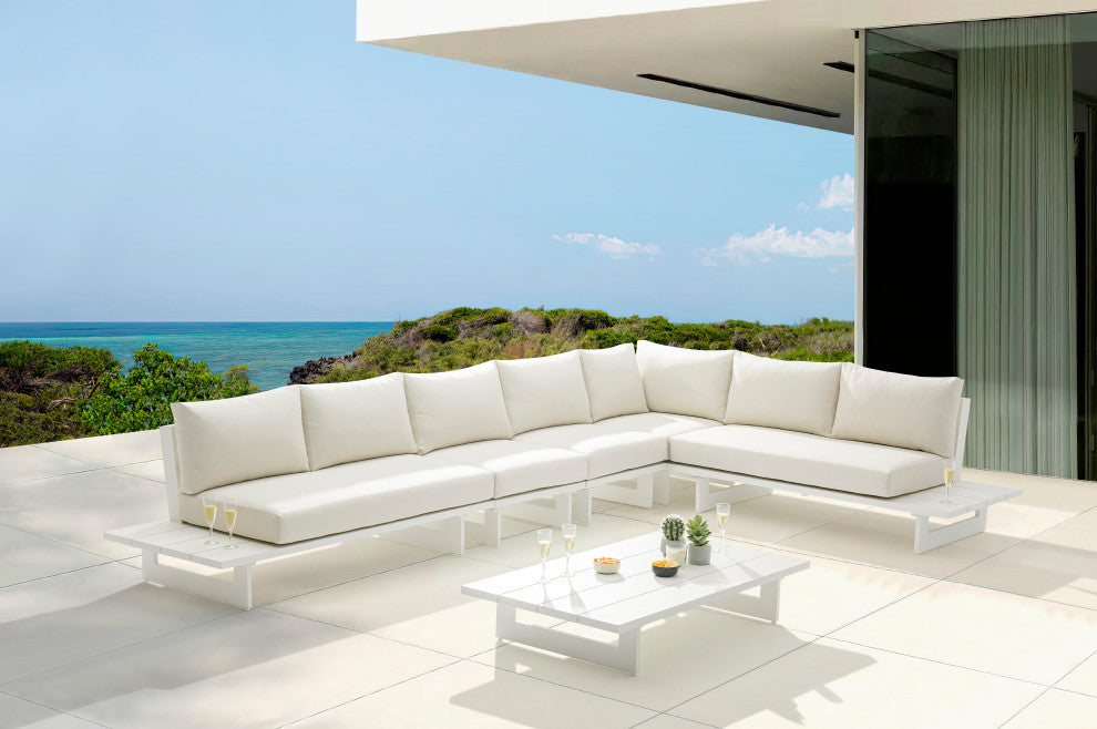 Maldives Cream Water Resistant Fabric Outdoor Patio Modular Sectional