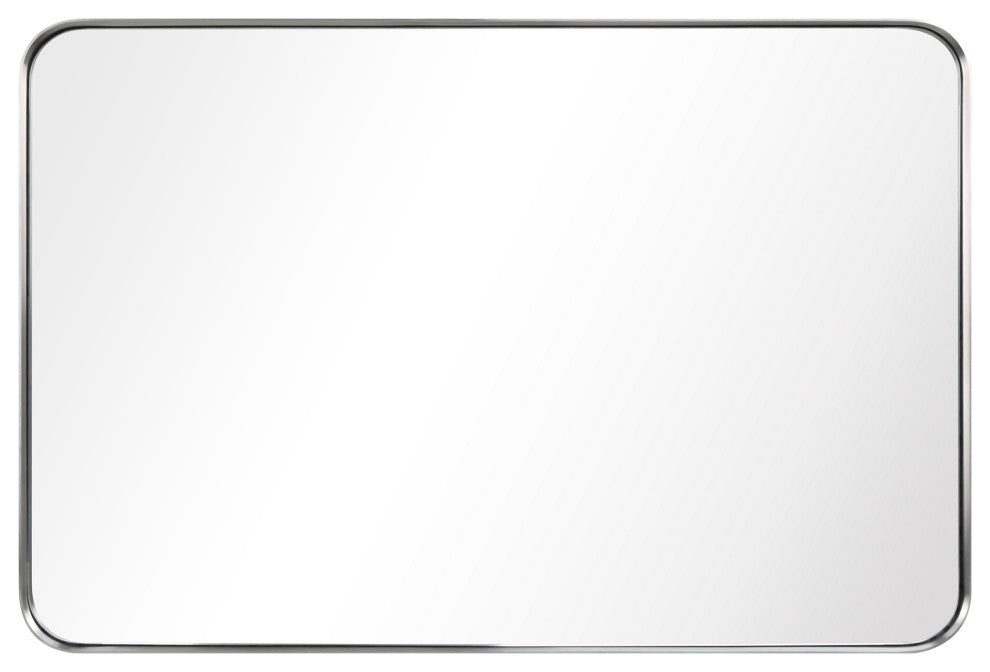 Ultra Stainless Steel Rectangular Wall Mirror, Silver, 24"x36", Brushed