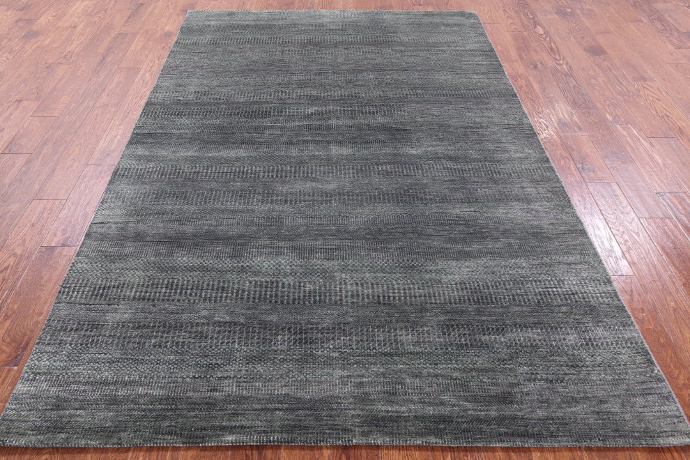 5' 11" X 8' 11" Savannah Grass Handmade Wool and Silk Rug Q11936