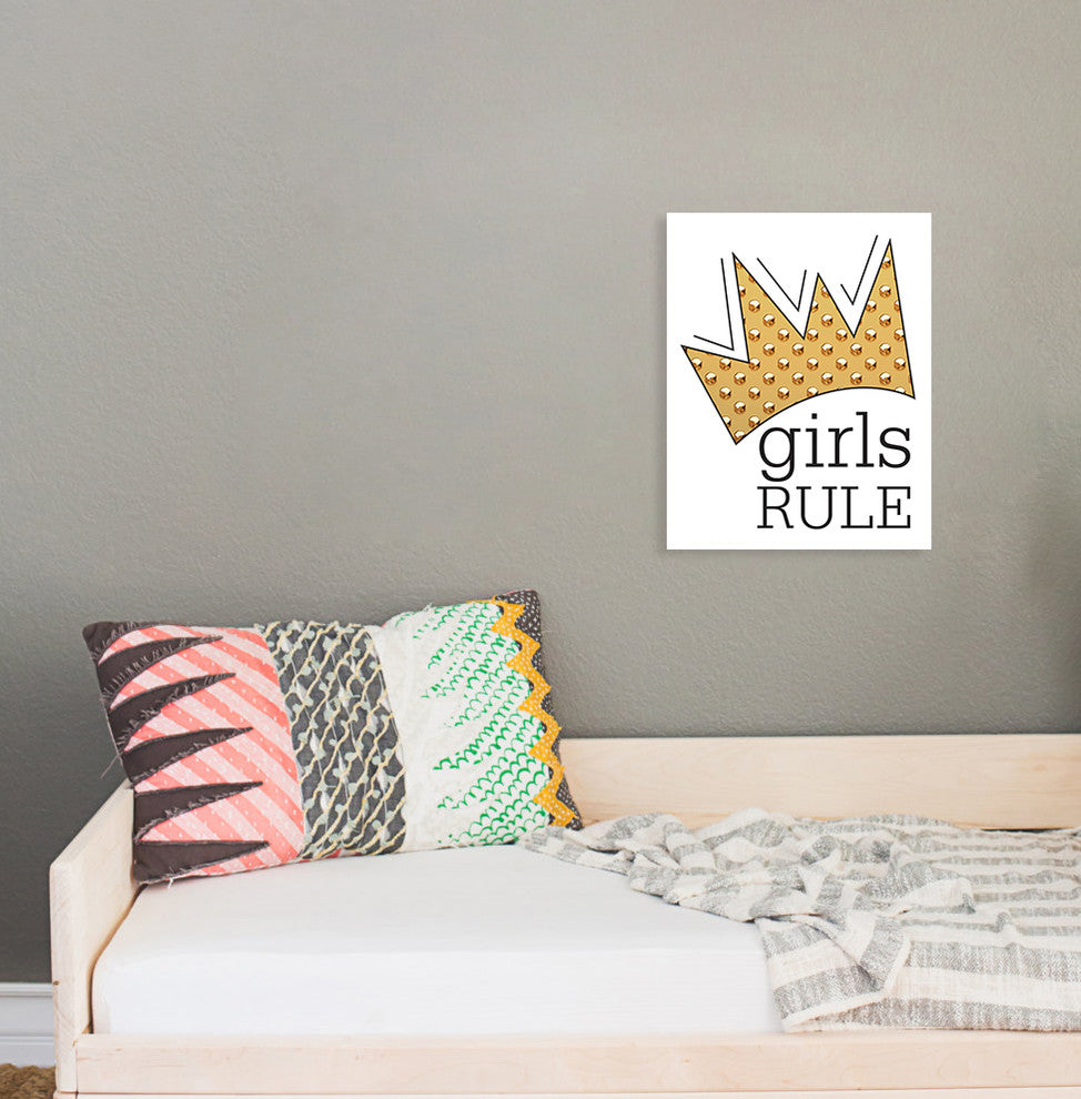 Girls Rule Crown Paper Print, 11"x14"