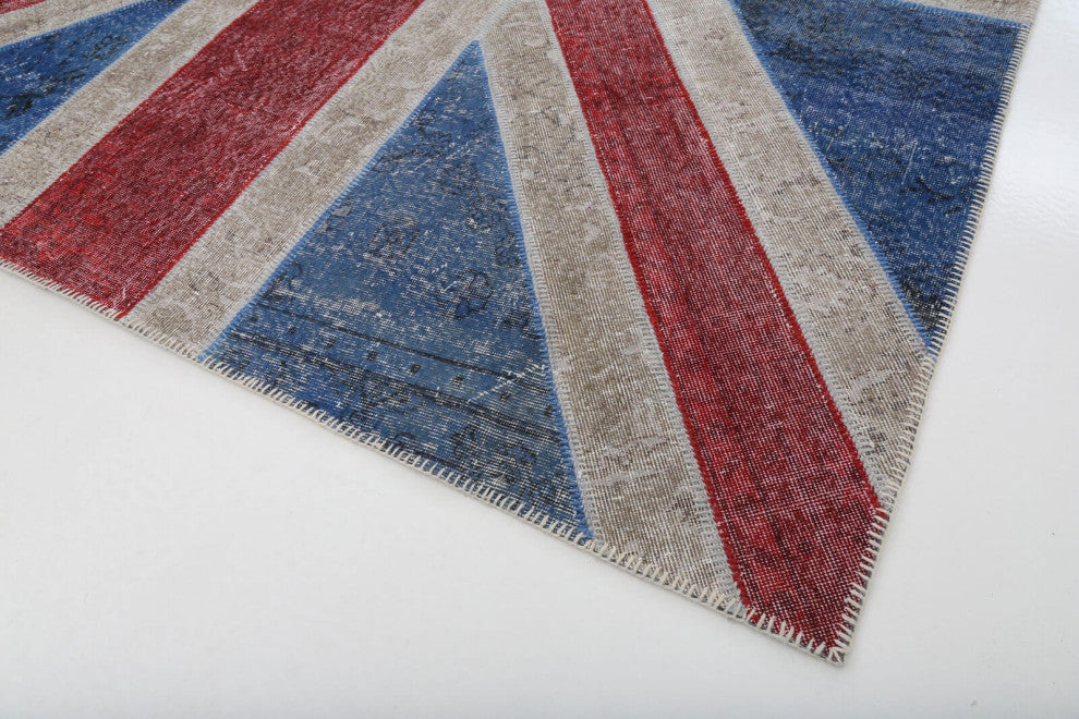 Rug N Carpet - Handwoven Oriental 8' 2'' x 10' 0'' Flag Patchwork Rug