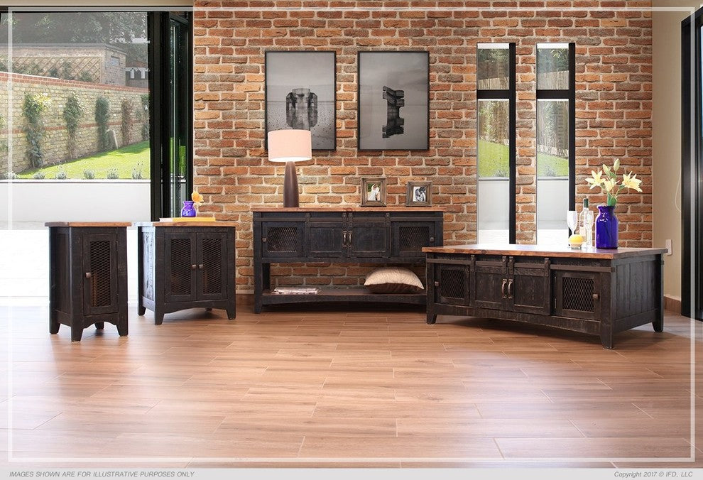 Greenview Black Solid Pine Sofa Table, Mash Doors