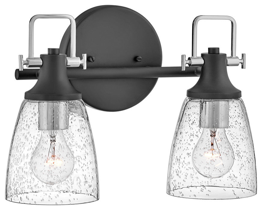 Hinkley Easton 14.5" Two Light Bath Vanity Fixture, Black + Chrome