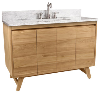 Avanity Coventry 49" Bath Vanity Combo, Natural Teak Finish, Carrara White Marble Top