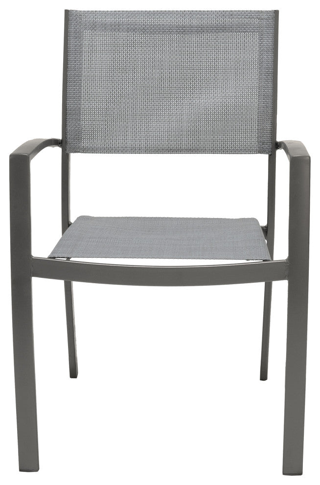 Solana Outdoor Aluminum Arm Dining Chairs in Cosmos Grey Finish - Set of 2
