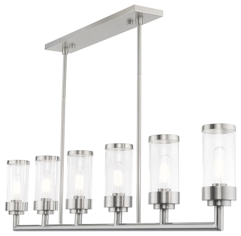 Livex Lighting Brushed Nickel 6-Light Linear Chandelier