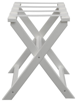 HomeRoots Earth Friendly White Folding Luggage Rack With White Straps