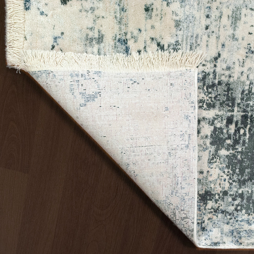 Eternal Ivory and Blue Area Rug, 4'x5.5'