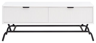 Danel 42 in. Rectangle Coffee Table With 2-Drawers and Metal Legs, White