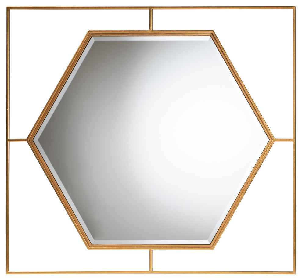 Baxton Studio Gates Modern Glam Goldleaf Metal Accent Wall Mirror