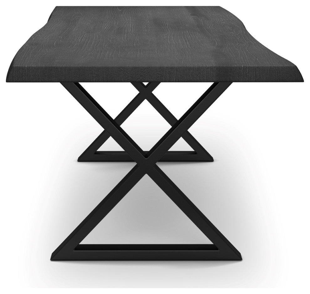 Brooks Dining Table, Ebonized, Black, 40"x79",X-Base