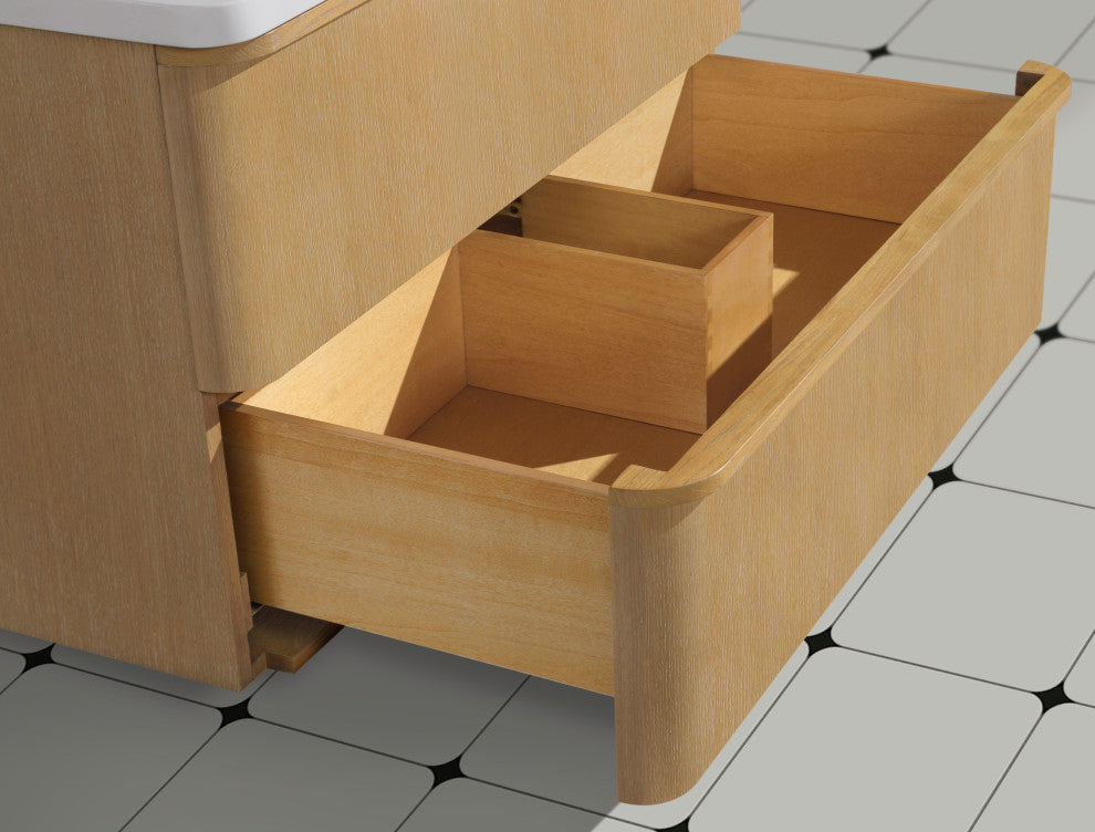 Lucas Bathroom Vanity, Washed Oak, 36", Single Sink, Floating