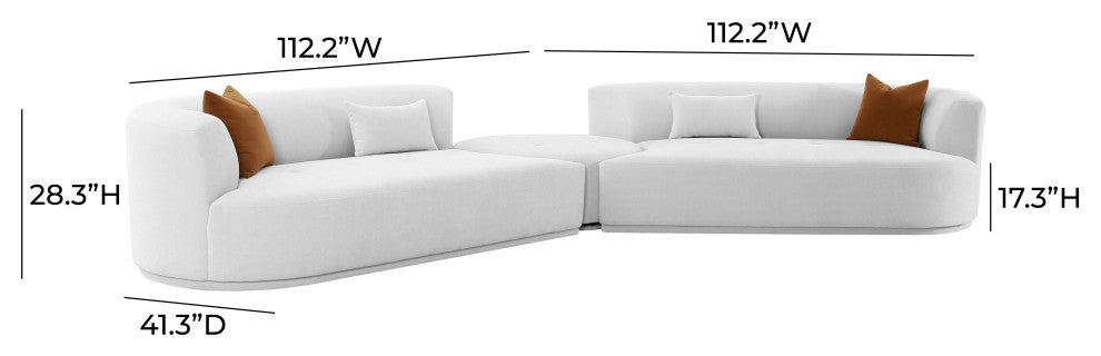 Fickle Grey Velvet 3-Piece Modular Sectional - Grey