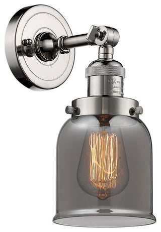 Small Bell 1-Light Sconce, Smoked Glass, Polished Nickel