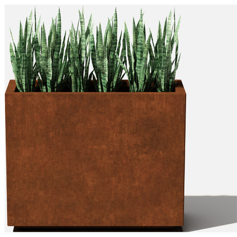 Metallic Series Corten Steel Span Planter, Short