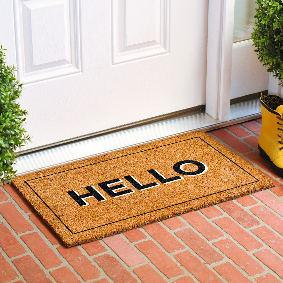 Calloway Mills Hello With Border Doormat, 24" X 36" X 0.60"