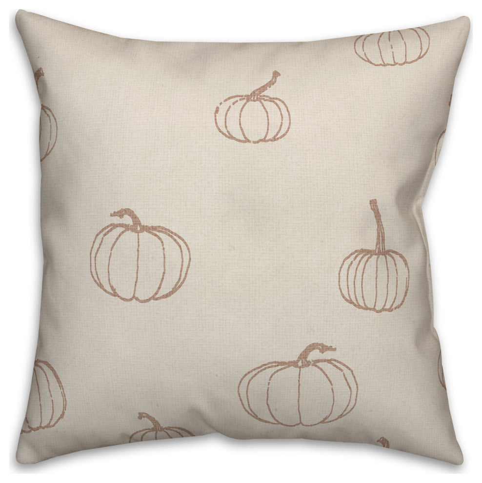 Dusty Rose Mini Pumpkin Pattern 18x18 Spun Poly Pillow