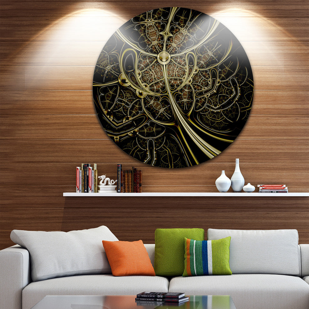 Gold Metallic Fabric Pattern, Digital Art Round Wall Art, 11"
