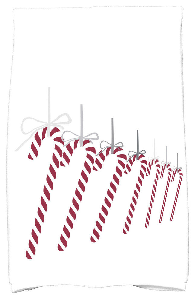 Candy Canes Decorative Holiday Geometric Print Hand Towel, Gray