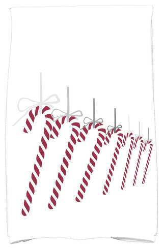 Candy Canes Decorative Holiday Geometric Print Hand Towel, Gray