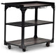 Bowery Hill Transitional Bar Cart in Tobacco Brown and Black Frame