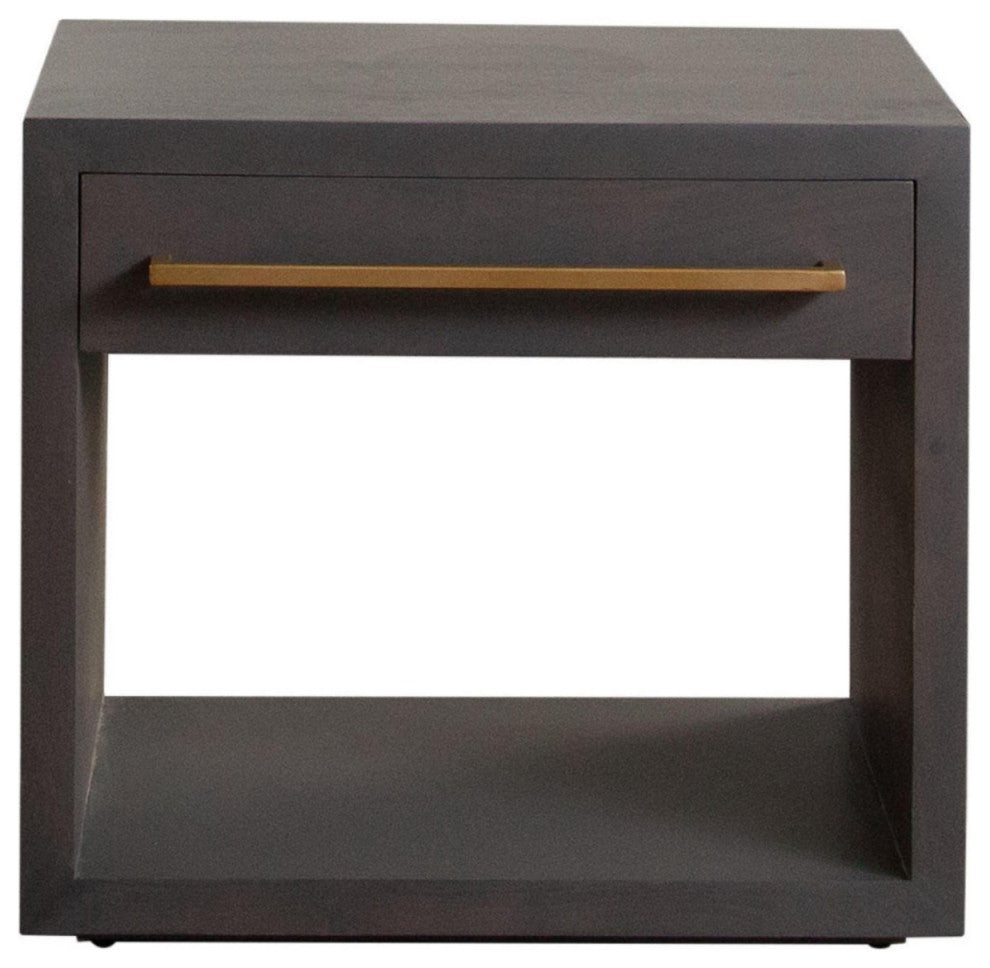 Encore Solid Mango Wood 1-Drawer End Table in Grey Oak Finish by Diamond Sofa