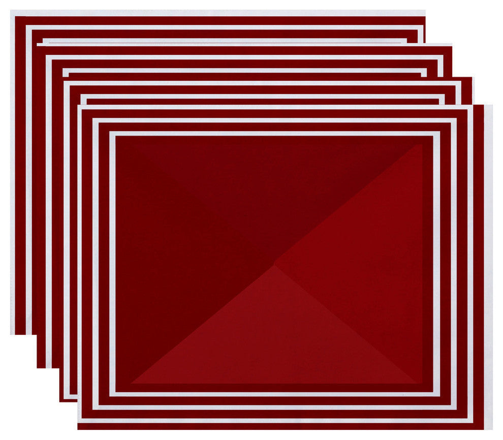 18x14-inch, Nautical Angles, Geometric Print Placemat, Red (Set of 4)