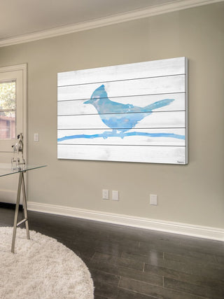 "Snow Jay" Print on White Wood, 45"x30"