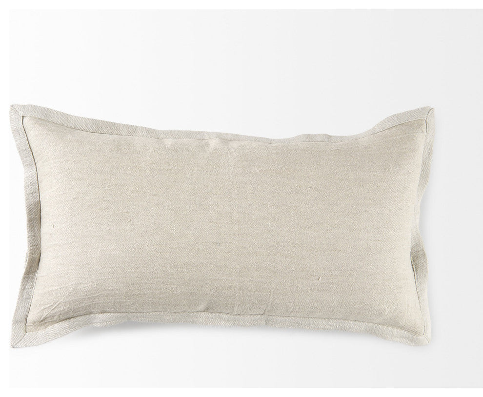 Cream Bordered Lumbar Pillow Cover