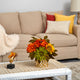 11" Peony, Dahlia and Sunflower Artificial Arrangement, Gold Vase