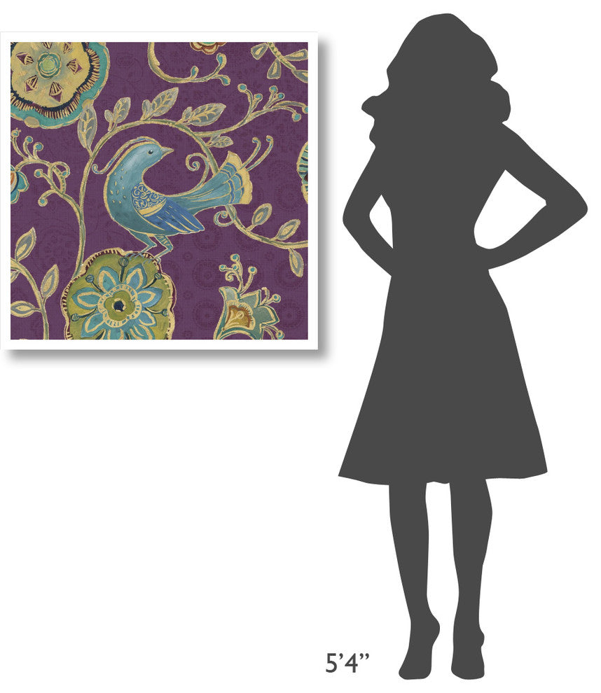 "Bohemian Wings IX Aubergine" Digital Paper Print by Daphne Brissonnet, 32"x32"