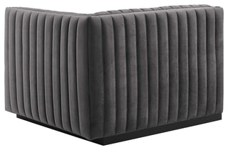 Conjure Channel Tufted Performance Velvet 6-Piece Sectional, Black Gray