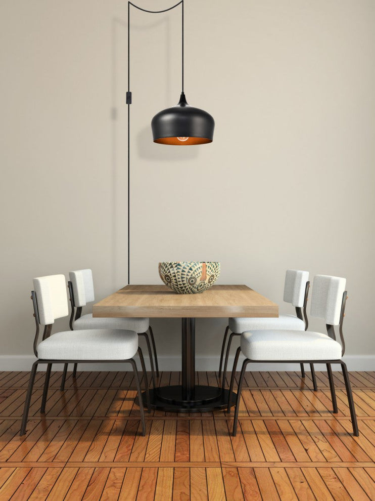 Nina 1-Light Black Plug-In Pendant