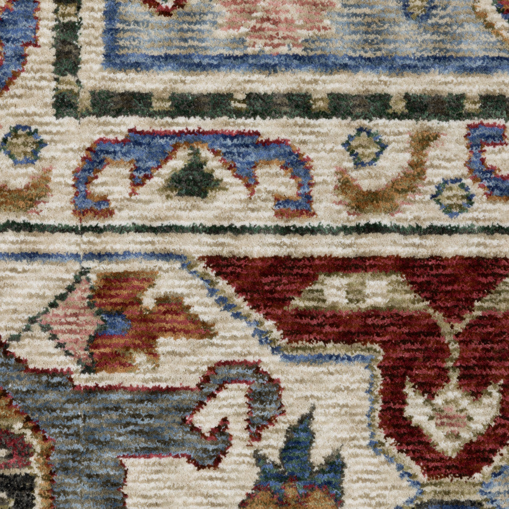 Hanford Bordered Medallions Blue/Grey Fringe Edge Area Rug Runner