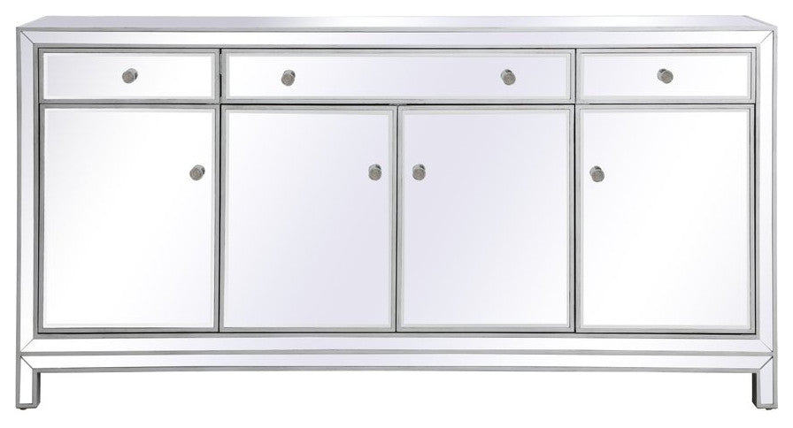 Rosie 72" Mirrored Credenza, Antique Silver