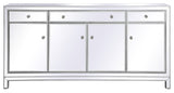 Rosie 72" Mirrored Credenza, Antique Silver