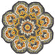 4' Round Gray And Gold Floret Area Rug