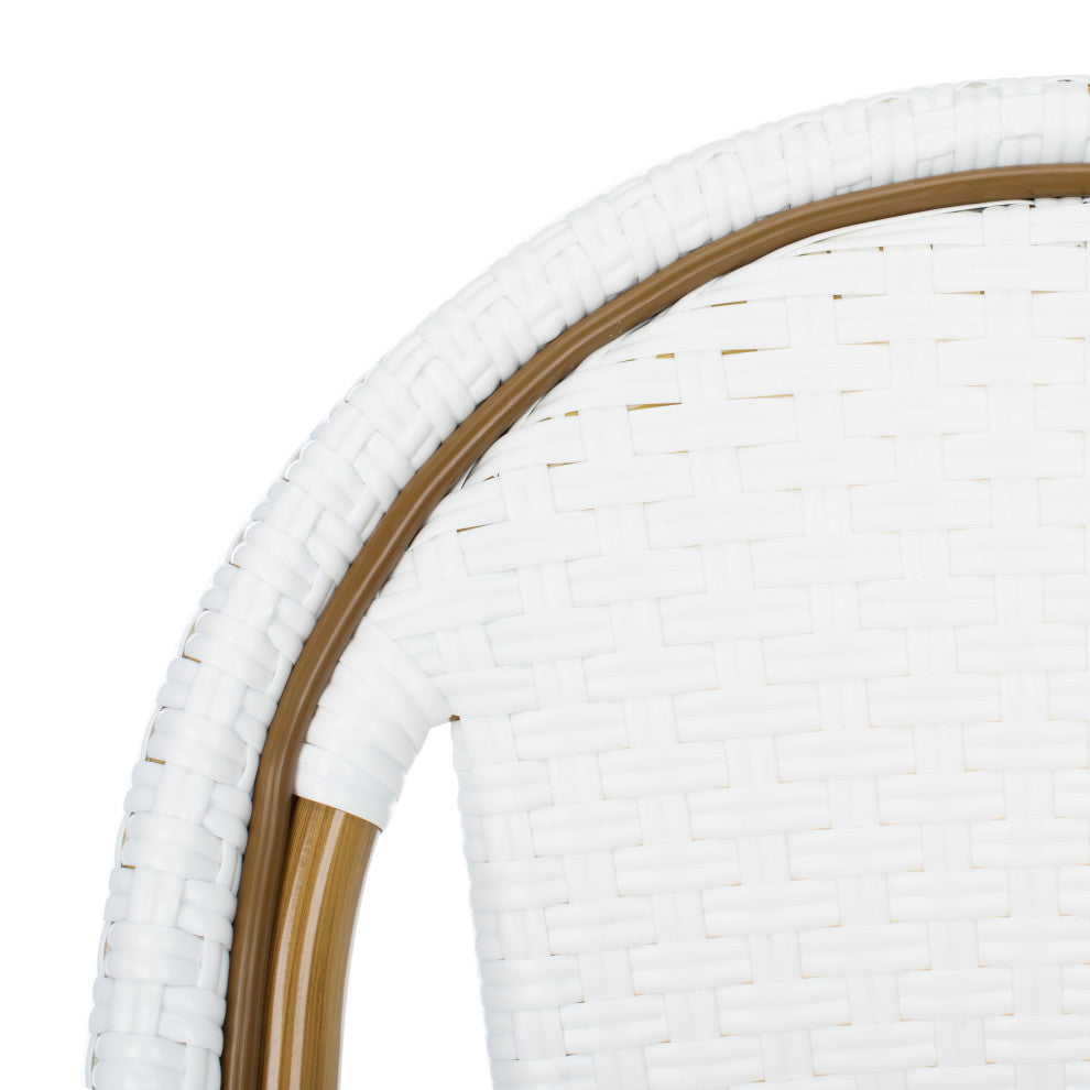 Safavieh Salcha Indoor-Outdoor Stackable Side Chairs, Set of 2, White/Light Brown