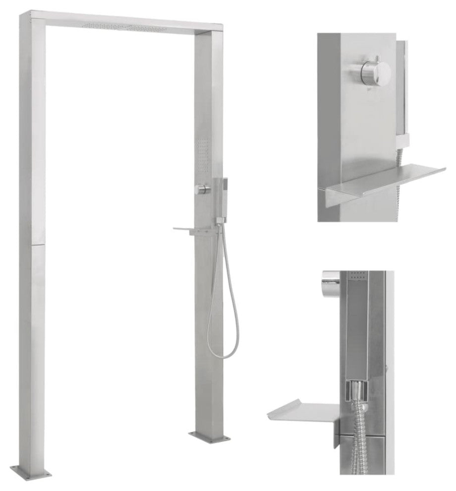 vidaXL Outdoor Shower Stainless Steel Double Jets