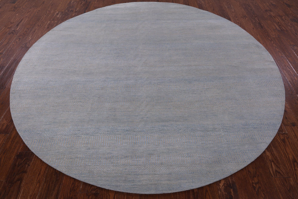 9' Round Savannah Grass Wool and Silk Hand Knotted Rug Q11448