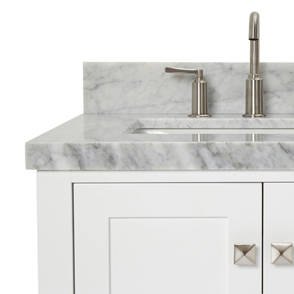 ARIEL Cambridge 37" Left Rectangle Sink Bathroom Vanity with Marble Top