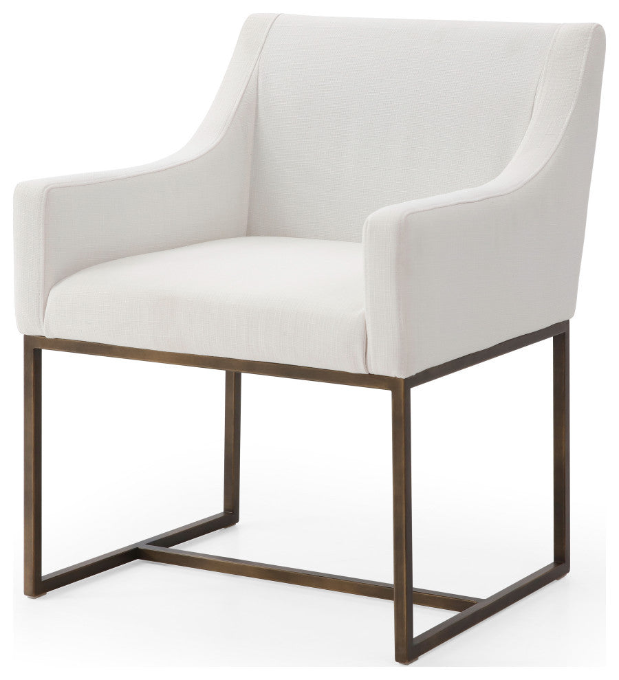 Modrest Basel Off White and Copper Antique Brass Dining Chair