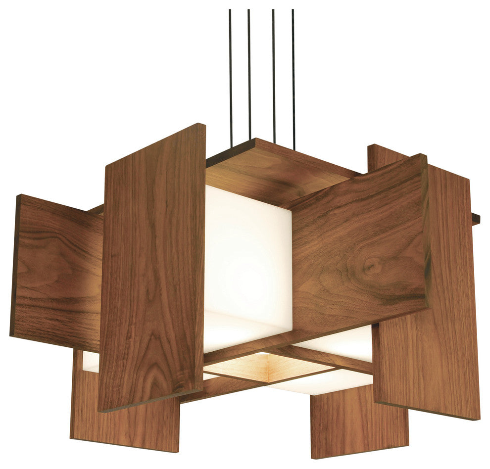 Muto LED Pendant, Dark Stained Walnut