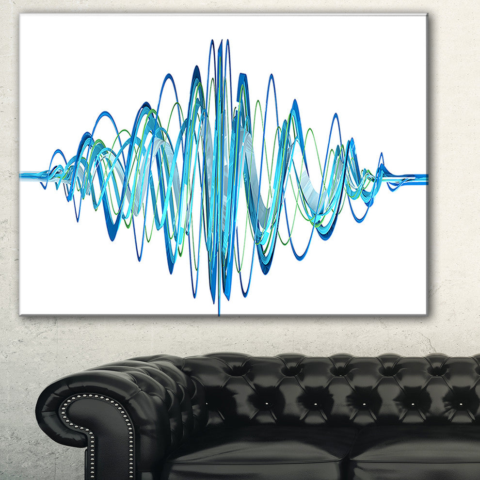 "Blue Circled Waves" Abstract Digital Art Canvas Print