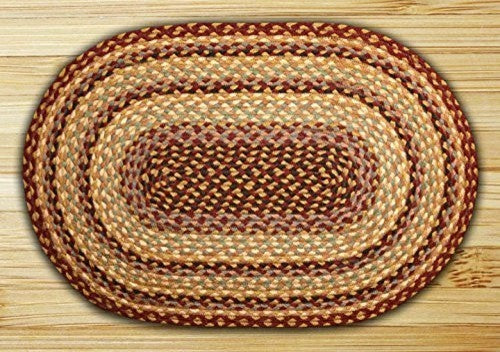 Earth Rugs C-357 Burgundy / Gray / Cream Oval Braided Rug 27" x 45"