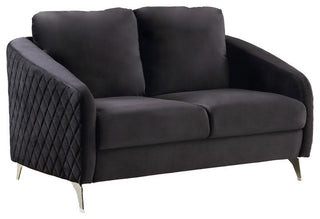 Sofia Velvet Modern Chic Loveseat Couch, Black