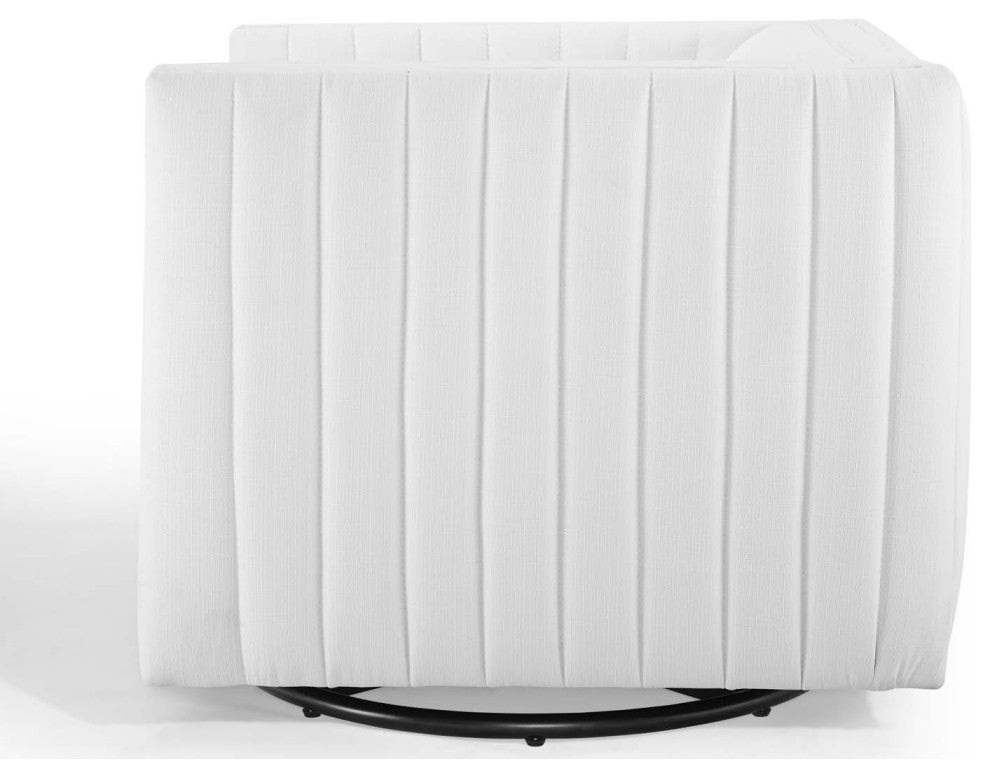 Tufted Armchair Accent Chair, Fabric, White, Modern, Living Lounge Hospitality